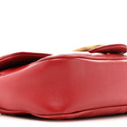 Calfskin Matelasse Super Mini GG Marmont Shoulder Bag Hibiscus Red