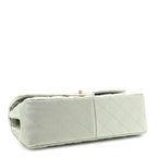 Metallic Lambskin Quilted Jumbo Double Flap Green