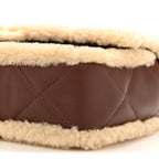 Shearling Lambskin Quilted Furry Coco Flap Dark Brown Beige