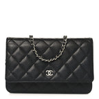 Caviar Quilted Wallet on Chain WOC Black