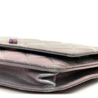 Iridescent Lambskin Quilted Reissue Wallet On Chain WOC Light Purple