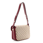 GG Supreme Monogram Horsebit 1955 Soft Small Shoulder Bag Beige Ebony Rosso Ancora