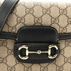 GG Supreme Monogram Horsebit 1955 Soft Small Shoulder Bag Beige Black