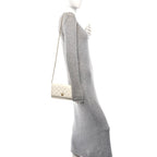 Lambskin Quilted CC Pearl Crush Wallet on Chain WOC White
