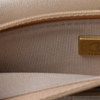Pearly Lambskin Quilted Charms Wallet On Chain WOC Beige