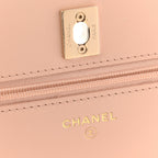 Caviar Quilted CC Turnlock Wallet On Chain WOC Beige