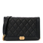 Caviar Quilted Boy Wallet On Chain WOC Black