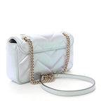 Iridescent Nappa Chevron Matelasse Small GG Marmont Shoulder Bag Iridescent Snow Light Blue