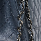 Caviar Quilted Jumbo Double Flap Dark Grey