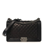 Lambskin Quilted New Medium Boy Flap Black