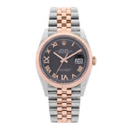 Stainless Steel 18K Everose Gold Diamond 36mm Oyster Perpetual Datejust Watch Slate Roman 126231