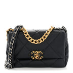 Goatskin Quilted Medium Chanel 19 Flap Navy Blue