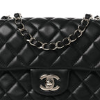 Lambskin Quilted Mini Rectangular Flap Black