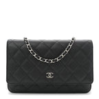 Caviar Quilted Wallet on Chain WOC Black