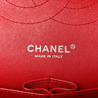 Caviar Chevron Quilted Jumbo Double Flap Dark Red
