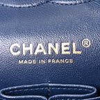 Caviar Quilted Medium Double Flap Navy
