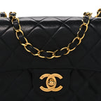 Lambskin Quilted Mini Square Flap Black