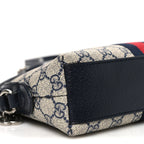 GG Supreme Monogram Textured Dollar Calfskin Web Small Ophidia Dome Shoulder Bag Beige Blue