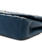 Lambskin Quilted Medium Double Flap Navy