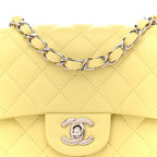 Lambskin Quilted Mini Square Flap Yellow