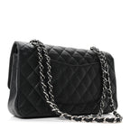 Caviar Quilted Medium Double Flap Black