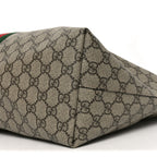 GG Supreme Monogram Textured Calfskin Web Medium Ophidia Shopping Tote Beige Ebony New Acero