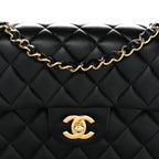 Lambskin Quilted Small Double Flap Black
