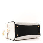 Braided Raffia Calfskin Quilted Small Chanel 25 Handbag White Black