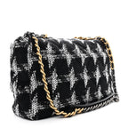 Tweed Quilted Maxi Chanel 19 Flap Black White