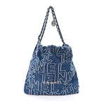 Denim Patchwork Logo Chanel 22 Blue