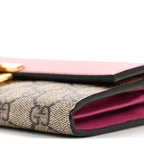 GG Supreme Monogram Moon Calfskin Padlock Continental Chain Wallet Beige Ebony Hibiscus Red New Rosette