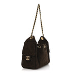 Suede Quilted Mini Chanel 25 Handbag Dark Brown