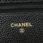 Caviar Quilted Wallet on Chain WOC Black