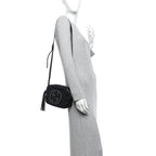 Pebbled Calfskin Studded Small Soho Disco Bag Black