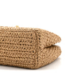 Braided Raffia Nano Kelly Flap Bag Dark Beige