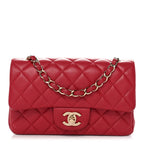 Lambskin Quilted Mini Rectangular Flap Dark Pink