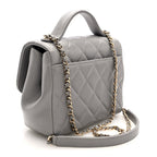 Caviar Quilted Small Business Affinity Flap Grey
