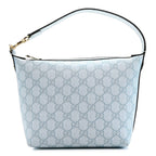 GG Supreme Monogram Textured Calfskin Web Super Mini Ophidia Shoulder Bag Dusty Blue