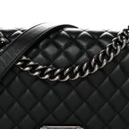 Lambskin Quilted Medium Boy Flap Black