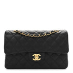 Lambskin Quilted Small Double Flap Black