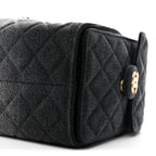Washed Denim Quilted Small Chanel 25 Handbag Black