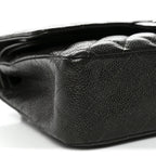 Metallic Caviar Quilted Medium Double Flap Dark Charcoal