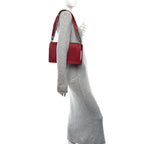 Calfskin Chevron Quilted Large Chain Boy Flap Red