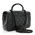 Lambskin Quilted Mini Top Handle Rectangular Flap So Black