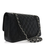 Caviar Quilted Medium Double Flap Black