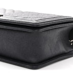 Caviar Chevron Quilted New Medium Boy Flap Dark Navy Blue