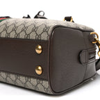 GG Supreme Monogram Textured Dollar Calfskin Web Medium Savoy Bowling Bag Beige Ebony New Acero