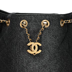 Washed Denim Quilted Mini Chanel 25 Handbag Black