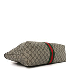 GG Supreme Monogram Textured Calfskin Web Medium Ophidia Shopping Tote Beige Ebony New Acero