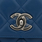 Lambskin Quilted Small Trendy CC Flap Dual Handle Bag Blue
